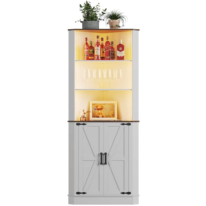 66" Tall Corner Cabinet With Led Light