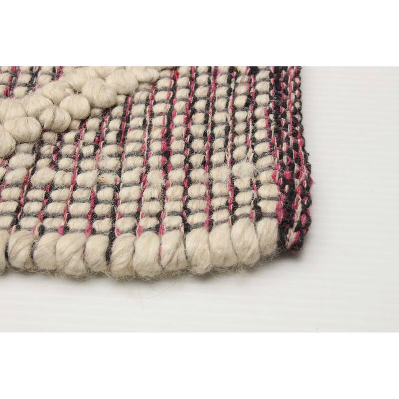 ECARPETGALLERY Braid weave Sienna Cream, Pink Wool Rug - 4'11 x 7'11