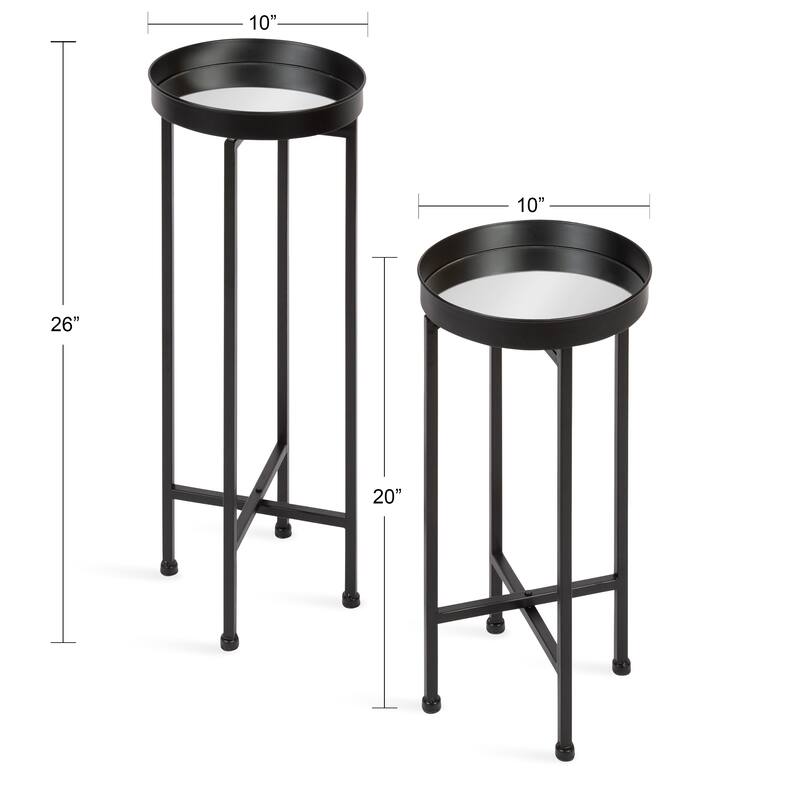 Kate and Laurel Celia Round Metal Foldable Tray Table Set
