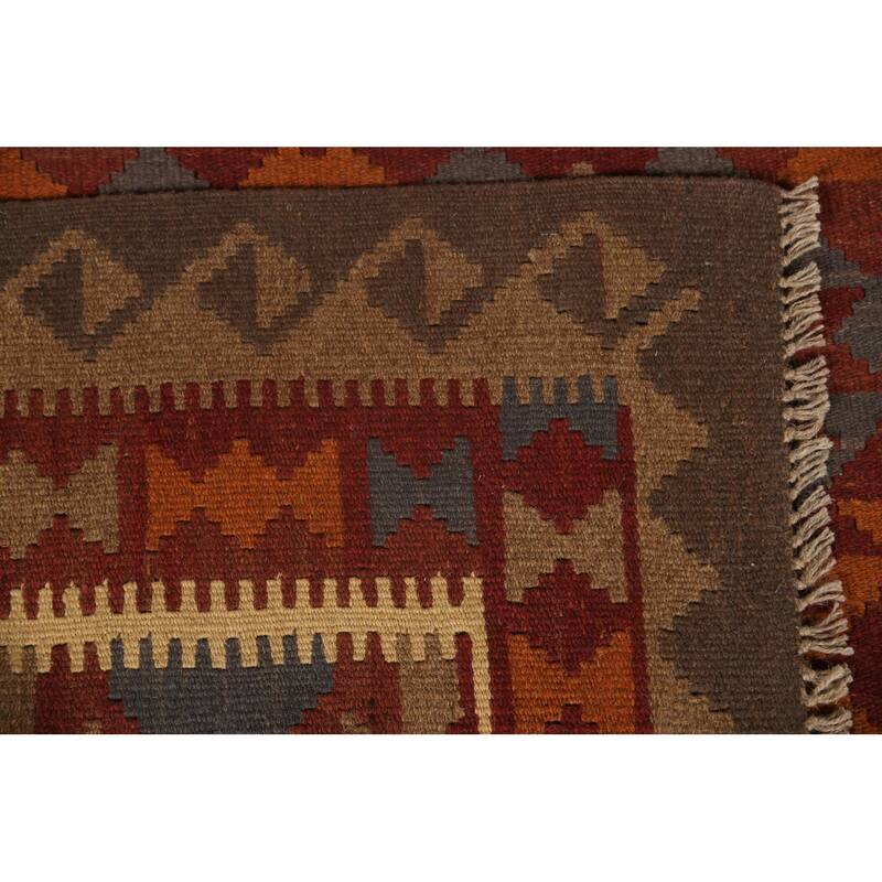 Tribal Geometric Kilim Oriental Area Rug Hand-woven Wool Carpet - 5'0" x 6'6"