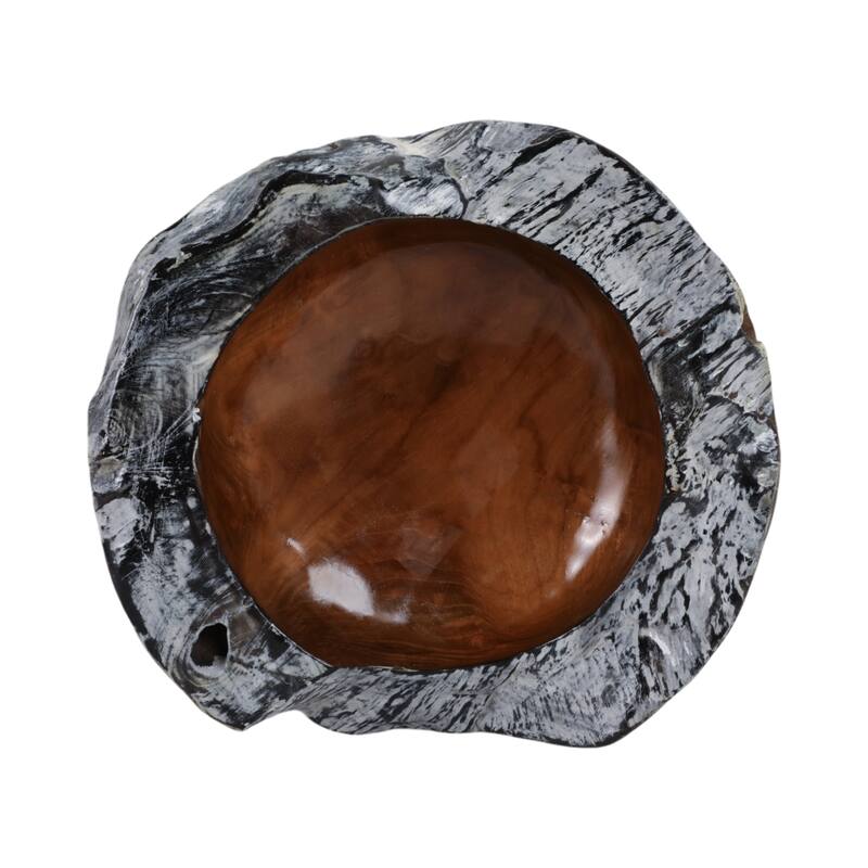 Wood Capiz Decorative Bowl with Natural Burnt Edges - 3" Brown - 12" x 12" x 3"