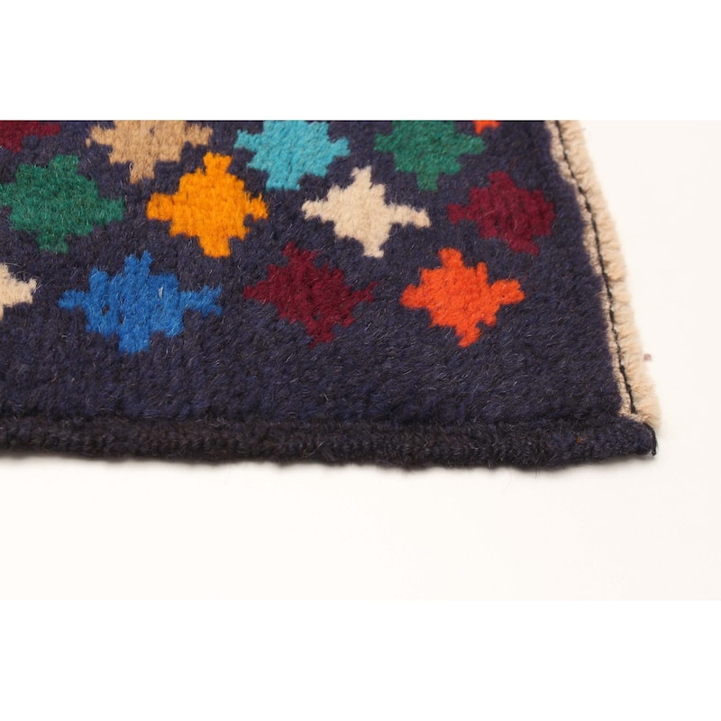 ECARPETGALLERY Hand-knotted Afghan Dark Navy Wool Rug - 2'6 x 9'10