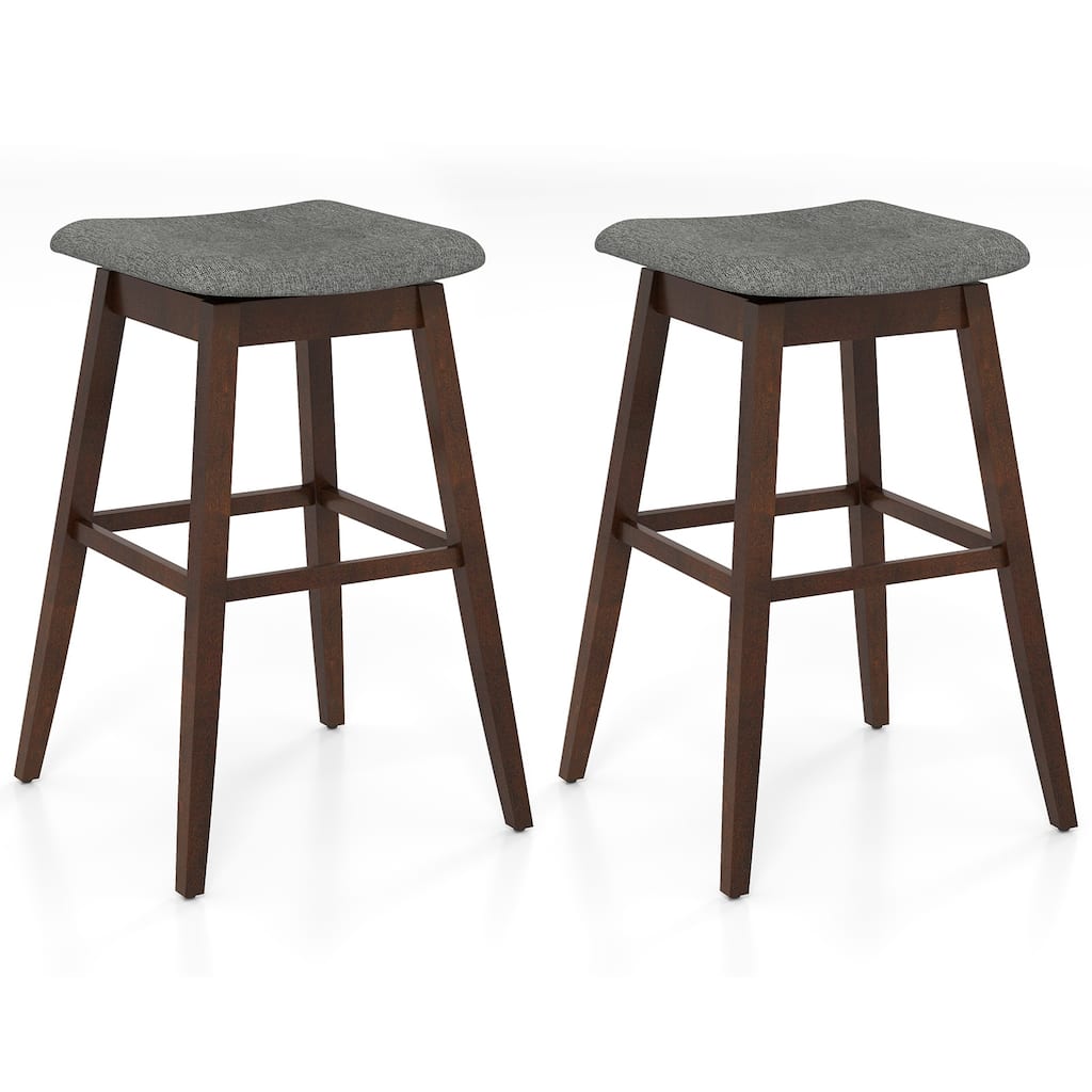 Gymax Set of 2 Swivel Bar Stools 30'' Bar Chairs w/ Padded Contoured