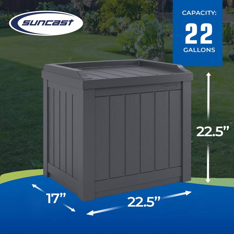 Suncast 22 Gal Outdoor Patio Small Deck Box w/Storage Seat, Cyberspace (3 Pack) - 17.5