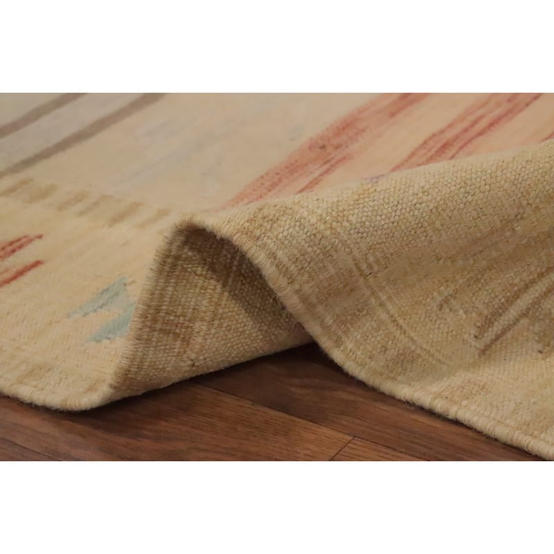 Hand Woven Oriental 100% Wool Carpet Southwestern Tribal Multi-Colored Kilim Area Rug - 6' 9'' X 4' 9''