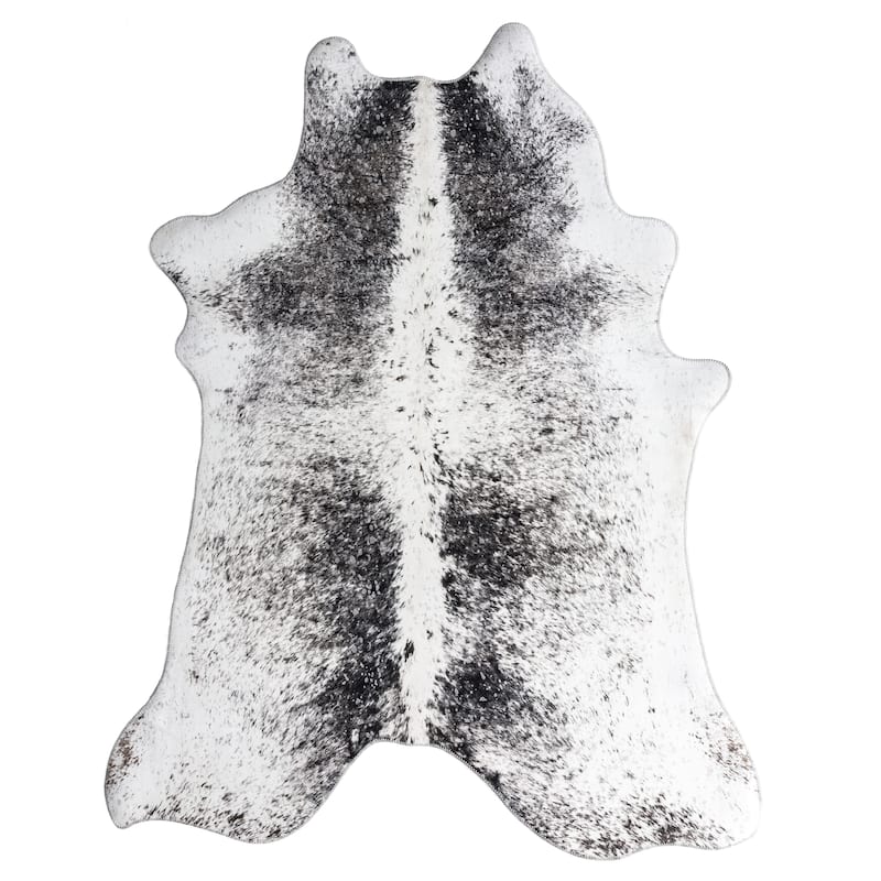 Asimi Collection Faux Cowhide Printed Rug - 6'-2'' X 8' - Black/White