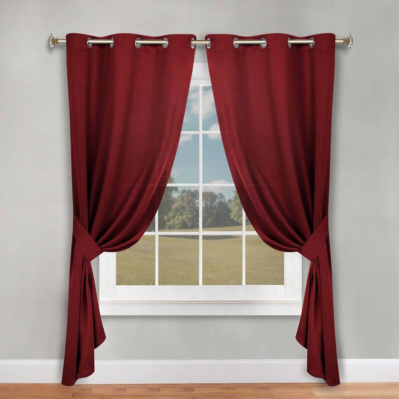 Superior Solid Machine Washable Room Darkening Grommet Blackout Curtains, Set of 2