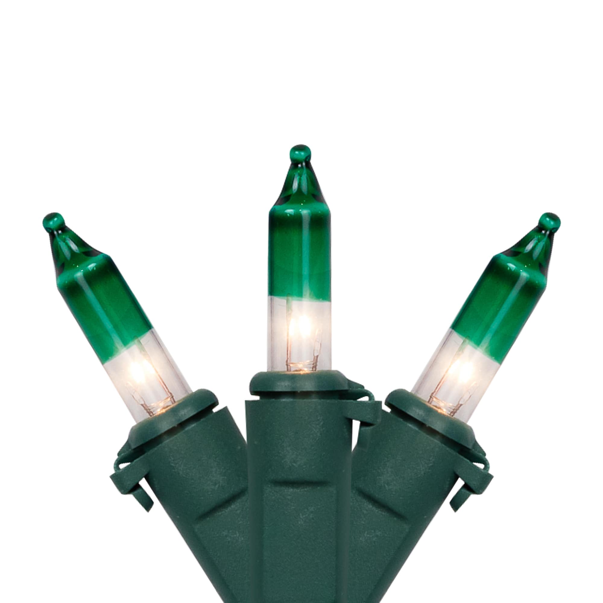 Mini Christmas Light Set Clear with Green Tip 10' Green Wire 50ct