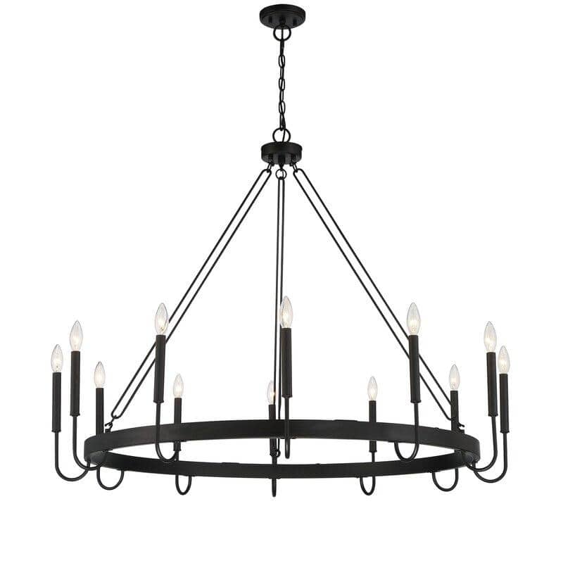 Kiro 12-light 46In Farmhouse Candle Wagon Wheel Chandelier with UL Certified