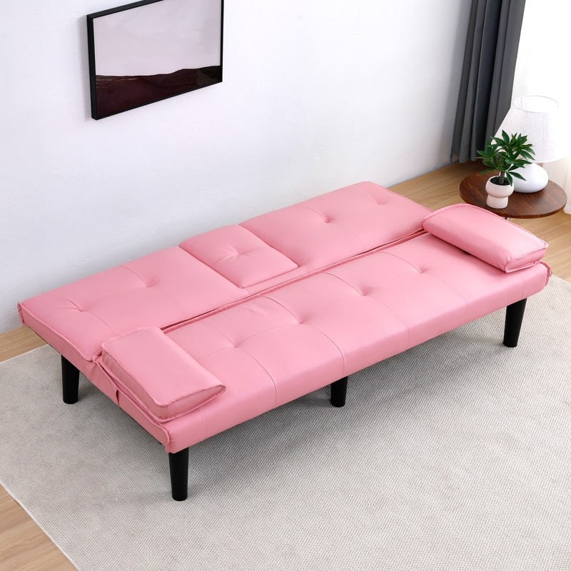 66.8" PVC Multifunctional Sofa Bed With Cup Holder
