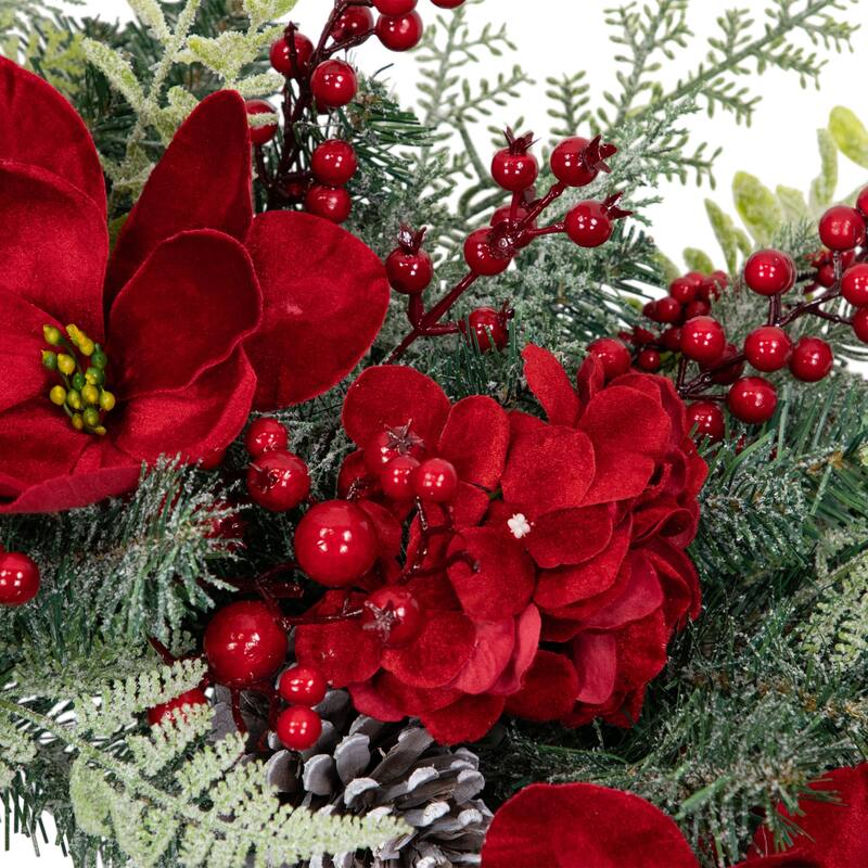 Real Touch™ Poinsettia Pinecone Artificial Christmas Wreath 38" Unlit