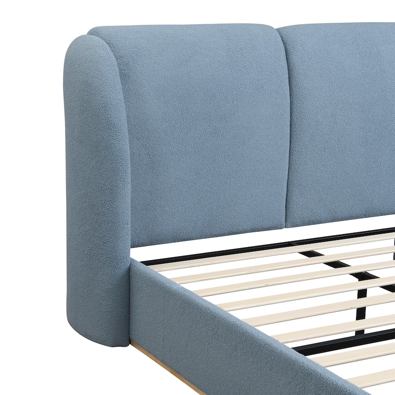 Christopher Knight Home - Valerian Boucle Upholstered Platform Bed with Double-Pillow Headboard