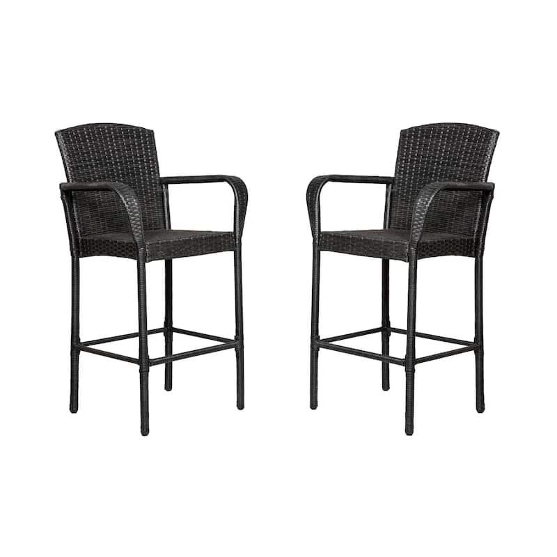 Gibford Outdoor Wicker Barstools (Set of 2)