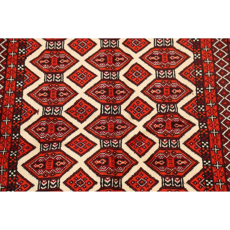 Traditional Geometric Balouch Persian Wool Area Rug Hand-knotted - 3'3" x 5'8"