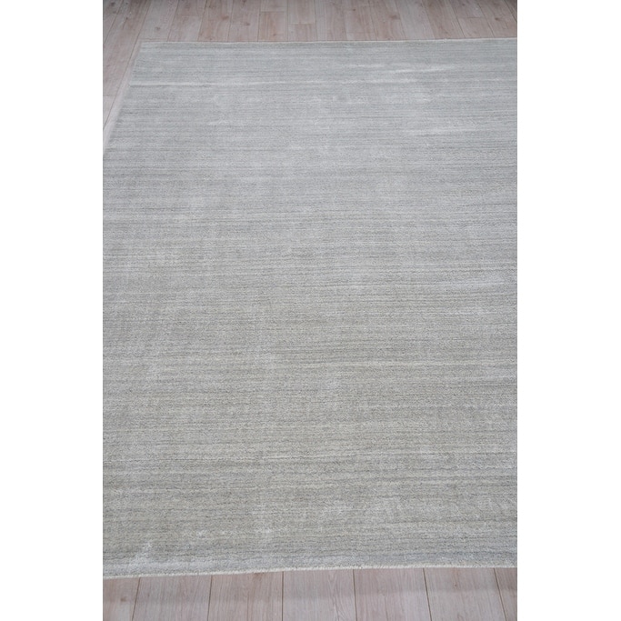 Exquisite Rugs Sanctuary Handmade Handloomed Bamboo Silk/New Zealand Wool Light Silver Area Rug