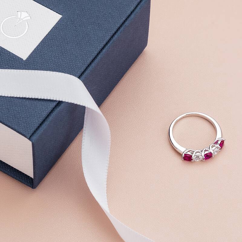 Sterling Silver 0.75 ct Created Ruby Stackable Ring
