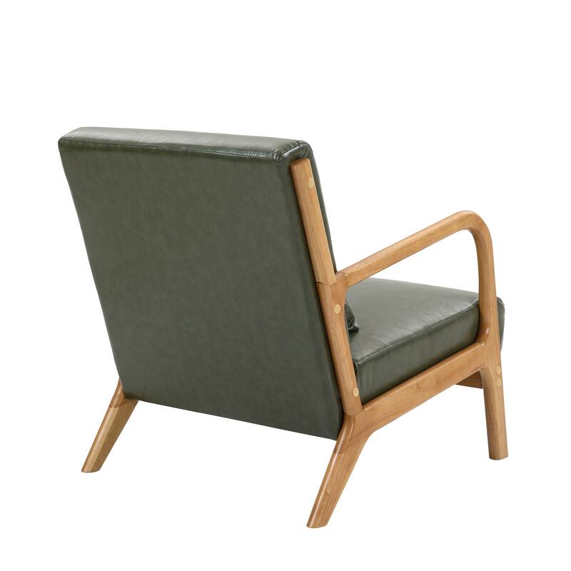 Mid-Century Modern Upholstered Accent Chair with Wood Frame