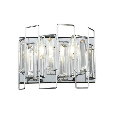 Crosby 2-Light Vanity Sconce in Polished Chrome with Clear Crystal