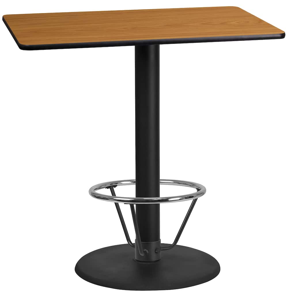 24'' x 42'' Rectangular Laminate Table Top with 24'' Round Bar Height Table Base