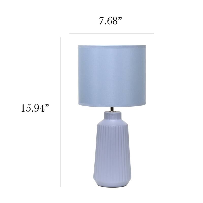 Vertical Grooved Ceramic Table Lamp with Drum Shade - 16" - Slate Blue