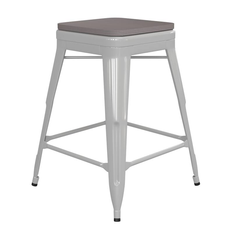Indoor/Outdoor Backless Counter Stool with Poly Resin Seat