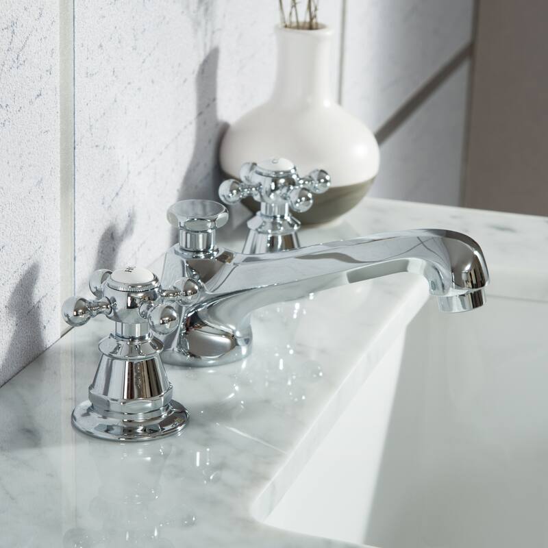 Elizabeth 60" Carrara White Marble Bathroom Vanity W/Mirrors & Faucets