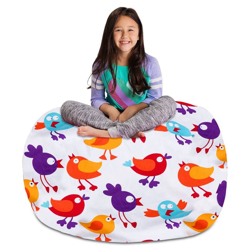 Kids Bean Bag Chair Cover Stuffed Animal Storage or Toy Organizer