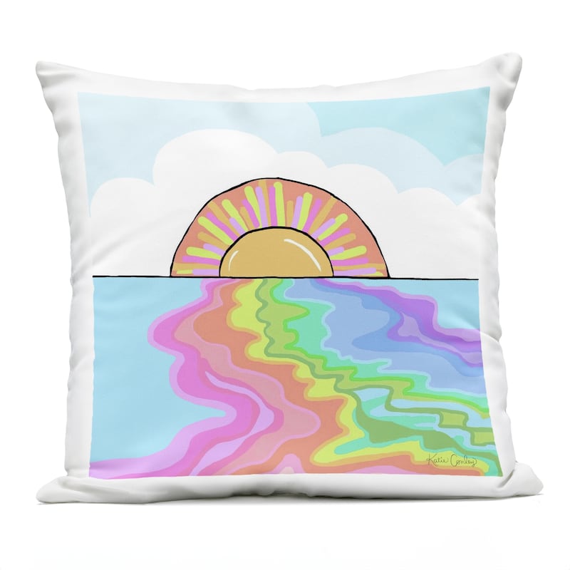 Stupell Swirling Rainbow on Sea Surface Printed Outdoor Throw Pillow Design by Katie Conley - Accent - Polyester - Multi-Color - Single