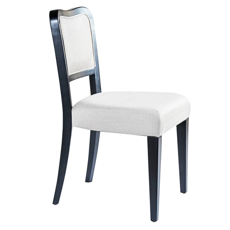 Upholstered Dining Chairs Set of 2 - Traditional Elegant Fabric Side Chairs with Curved Lines, Solid Hardwood Frame