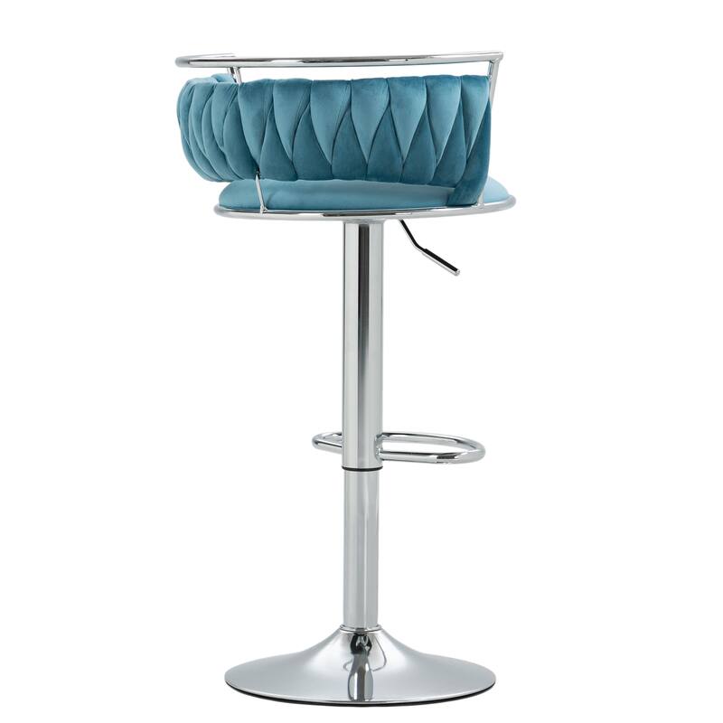 Set of 2 Velvet Adjustable Swivel Bar Stools