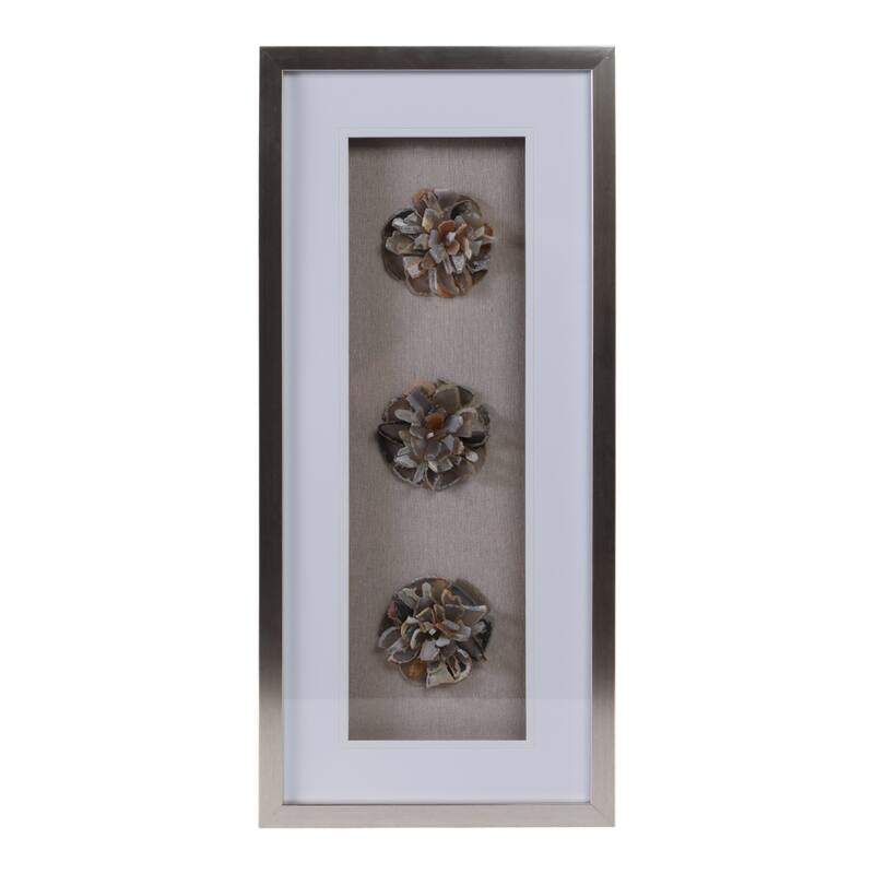 Agate Canvas Art Rectangle Textured Floral Wood Frame - 2" Brown - Wood - Brown - 16" x 35" x 2"