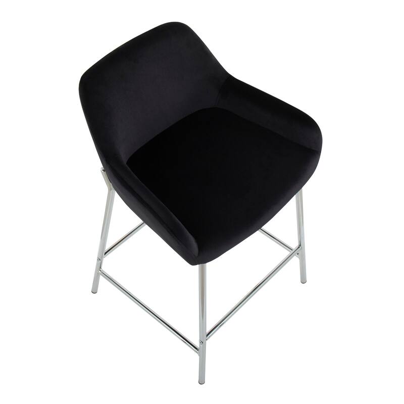 Silver Orchid Galotti Chrome Fixed-Height Upholstered Counter Stool - Set of 2