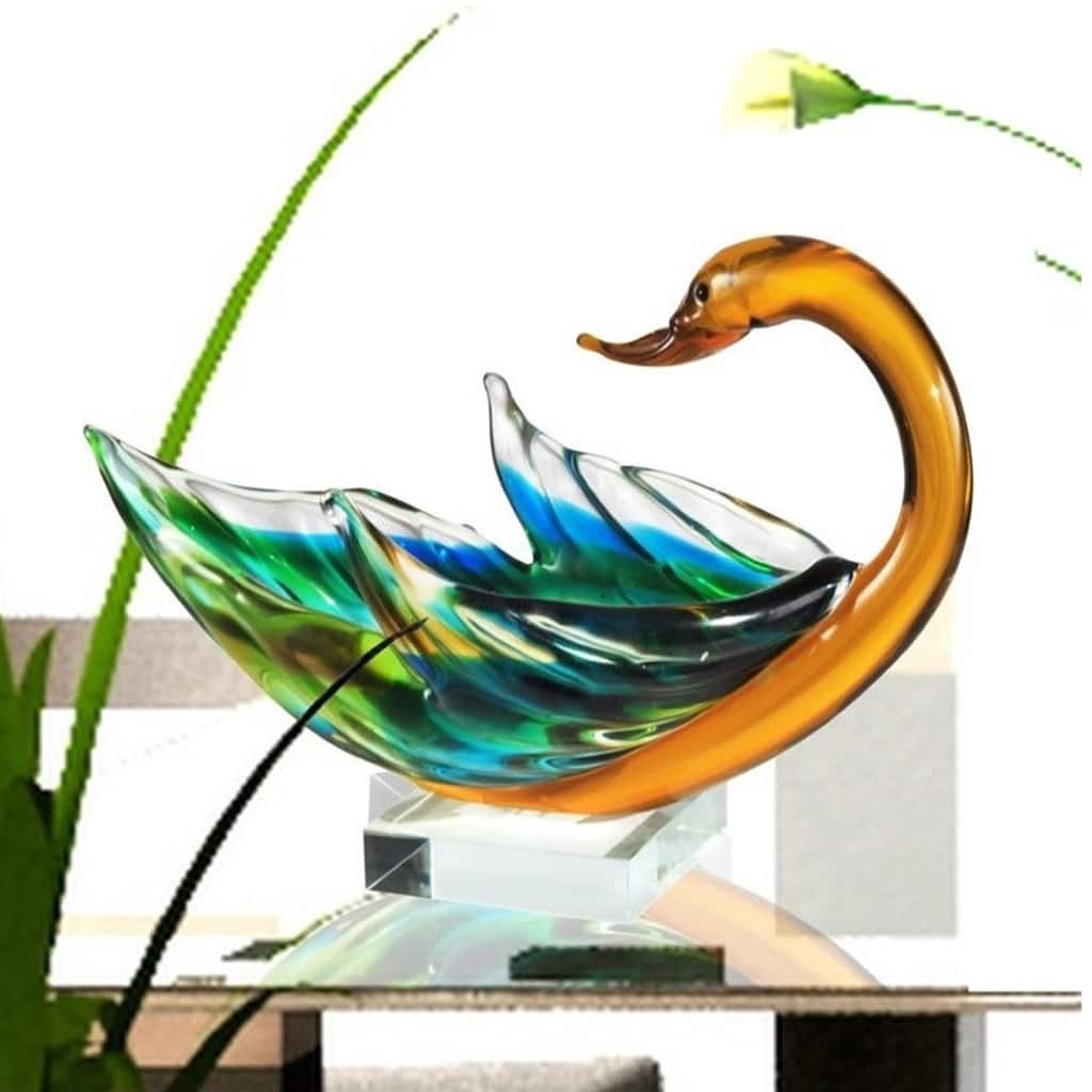 Swan Bowl Handcrafted Art Glass Sculpture