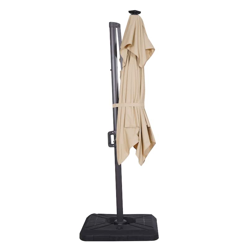 Furniture of America Yetta 8-foot LED Lights Steel Cantilever Offset Tilt Square Roma Umbrella with Base