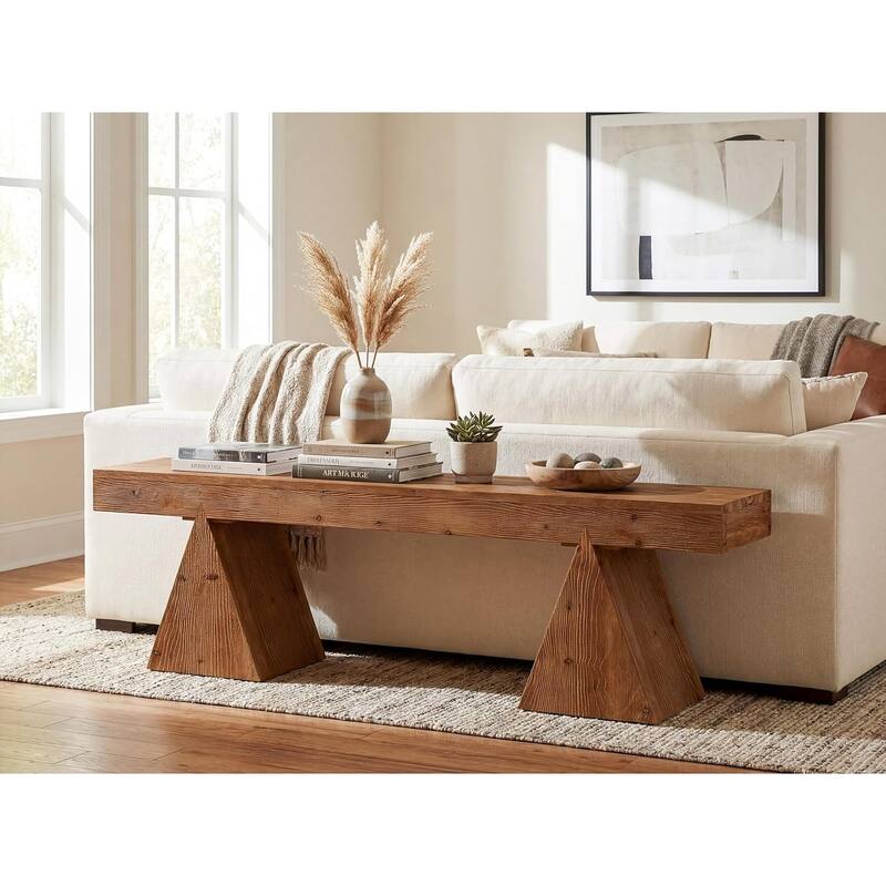 63" Solid Wood Bench, End of Bed Bench, Farmhouse Entryway Benches for Bedroom, Hallway, Kitchen