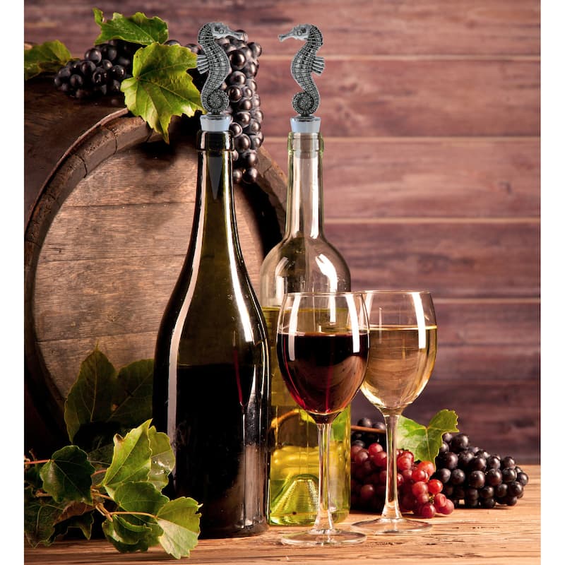Cheers Seahorse Metal Wine Stopper - Elegant Vacuum Seal Reusable - 5 inches