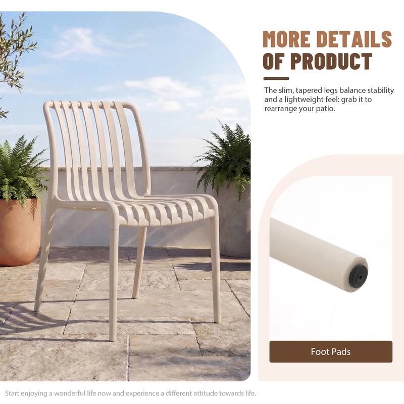 Outdoor Stackable Plastic Chairs Dining Chair Set 4-Piece Lightweight