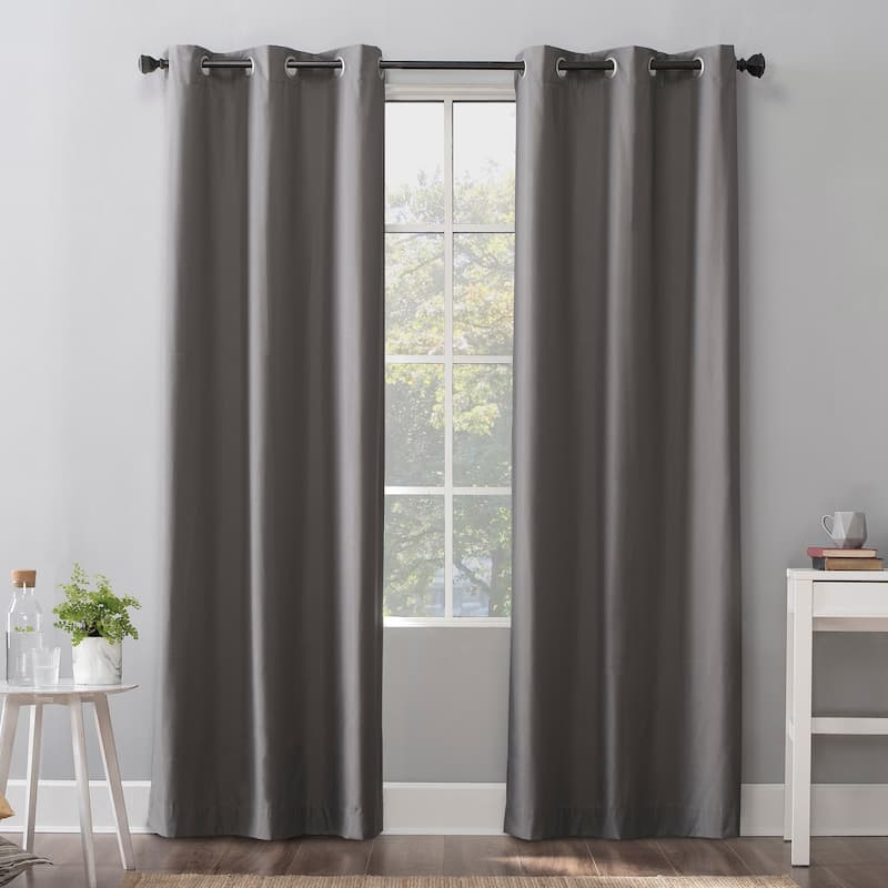Sun Zero Cyrus Thermal Total Blackout Grommet Curtain Panel, Single Panel - 40 x 63 - Grey