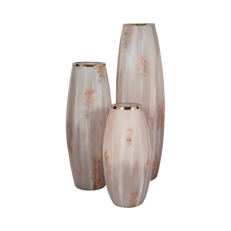 Sagebrook Home Curved Glass Vase, Glass/Metallic, Multi Finish, 17,24,31 Inch