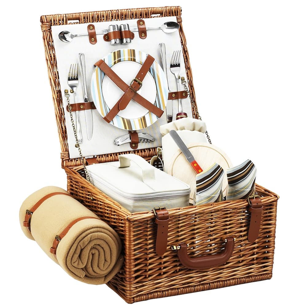Picnic at Ascot - Willow Basket for Two with Blanket