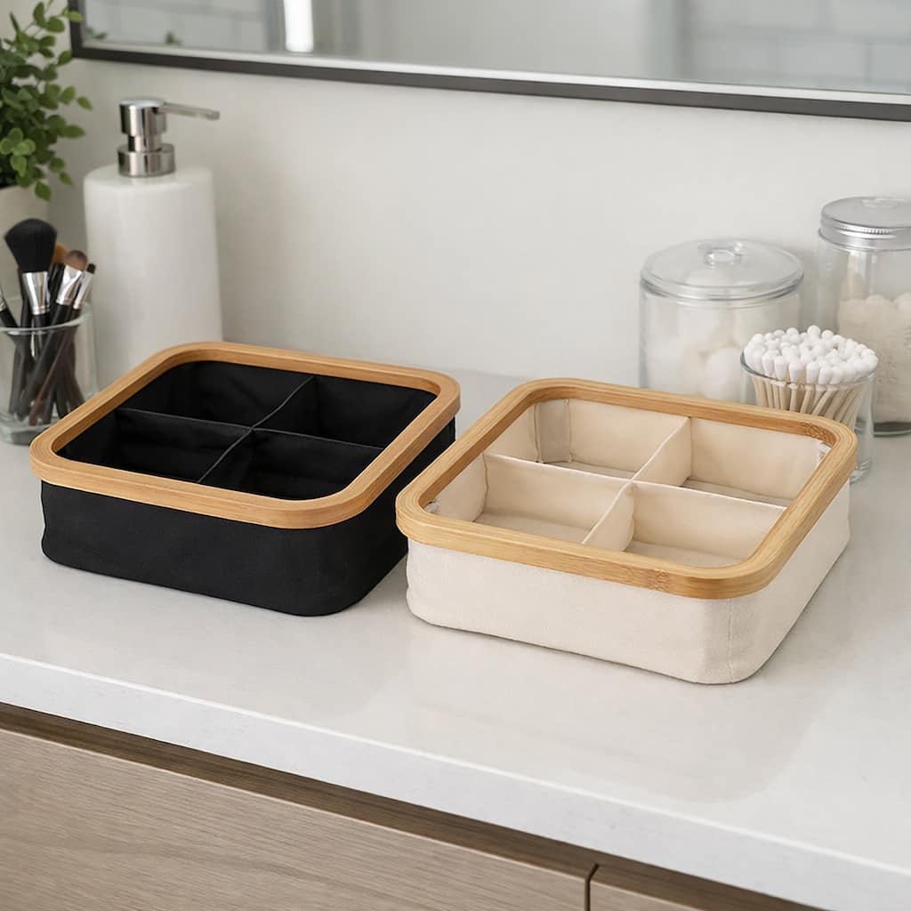 Square Foldable Storage Basket 4-Compartment - 12 L x 12 W x 4 H