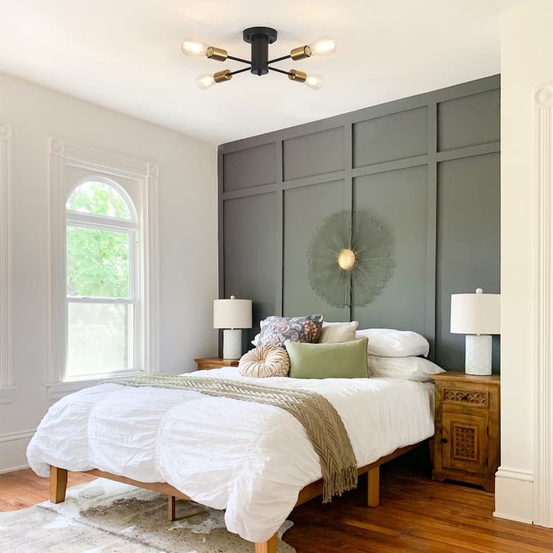 4-Light Modern Semi Flush Mount Chandelier for Bedroom Study Room