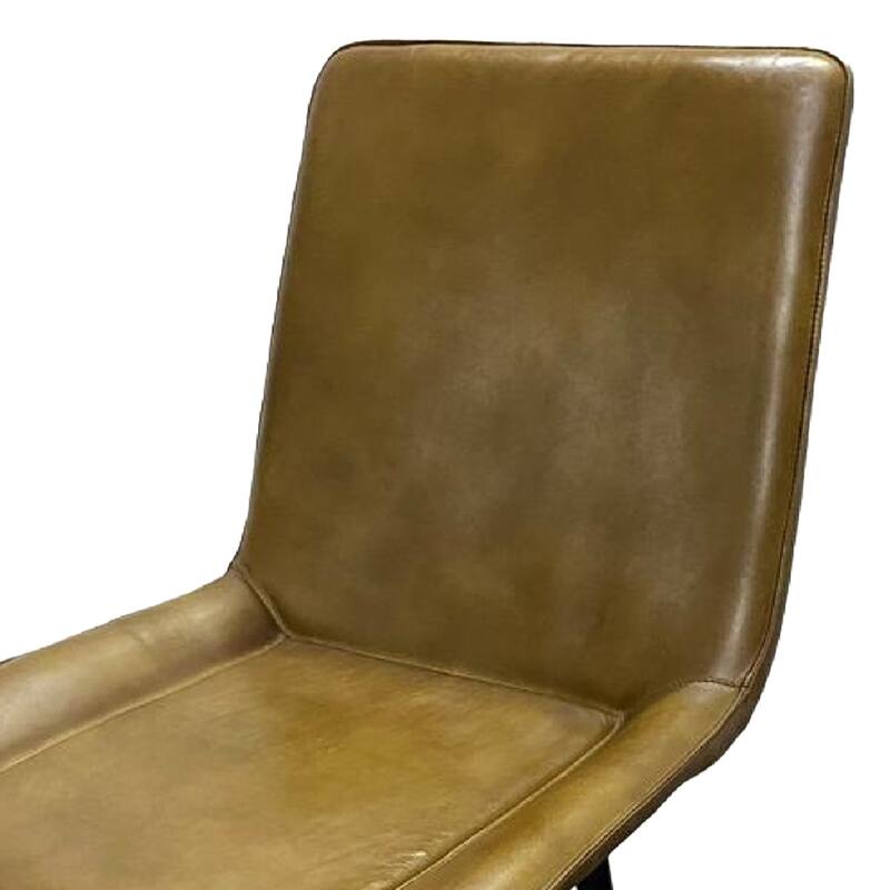 Isha Counter Stool Chair Set of 2, Brown Faux Leather, Black Iron