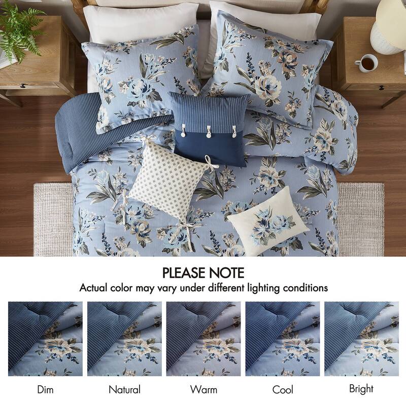 GDF Studio - Rosehaven 7-Piece Queen Vintage Floral Comforter Set
