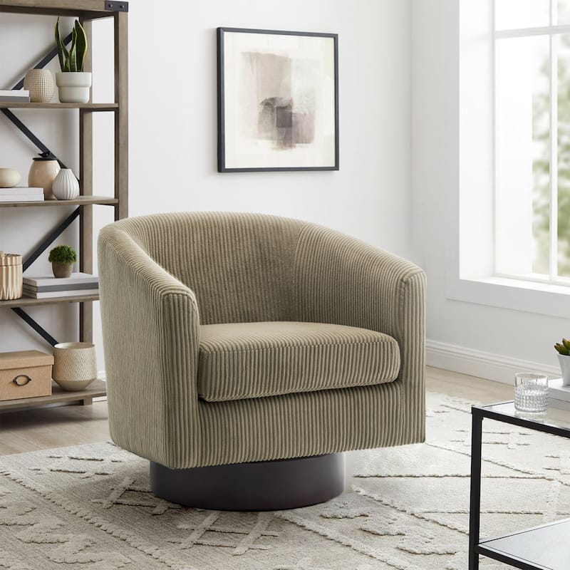 Corduroy Upholstered Swivel Barrel Chair
