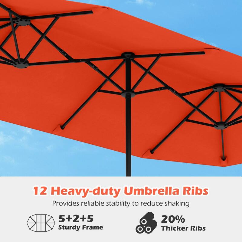Gymax 13 FT Double-sided Patio Umbrella Outdoor Large Twin Size
