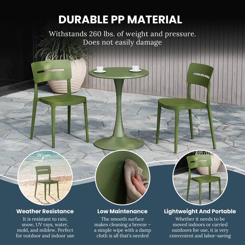 Frond and Form Modern Outdoor Patio Stacking Dining Side Chair (Set of 2)