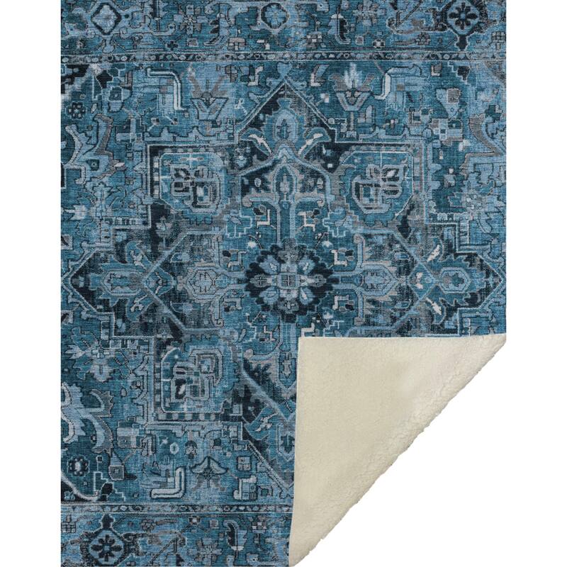 Premium Machine Washable Traditional Persian Sherpa Throw Blanket