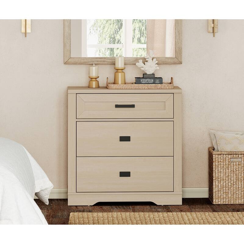 WAMPAT Mid Century Modern Dresser, 31.9" Tall Storage Cabinet with Drawers