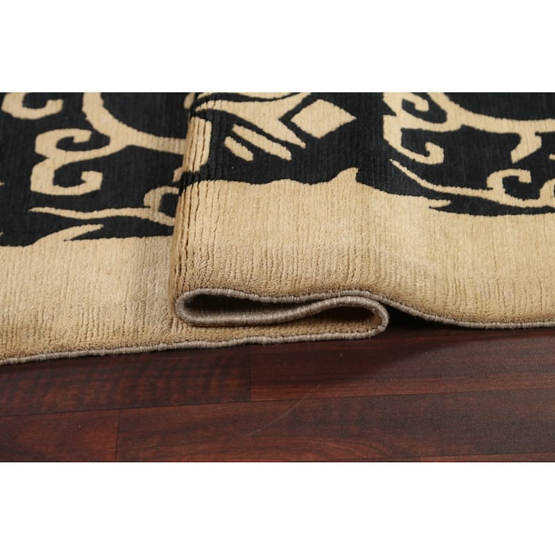 Vegetable Dye Oriental Nepalese Area Rug Hand-knotted Wool Carpet - 8'1" x 10'2"